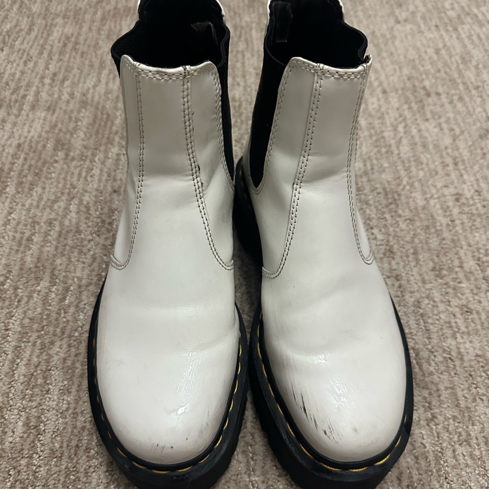 Dr. Martens White Leather Chelsea Boots